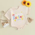 thumbnail image 2 of Bagilaanoe Newborn Baby Girl Boy Easter Rompers Letter Print Short Sleeve Bodysuits 3M 6M 12M 18M Infant Casual One Piece Short Jumpsuit, 2 of 8