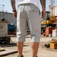 thumbnail image 2 of Betivan Men's Cargo Capri Pants Solid Color Drawstring Elastic Waist Pockets 3/4 Length Loose Fit Casual Summer Outdoor Sports Daily Trousers, 2 of 9
