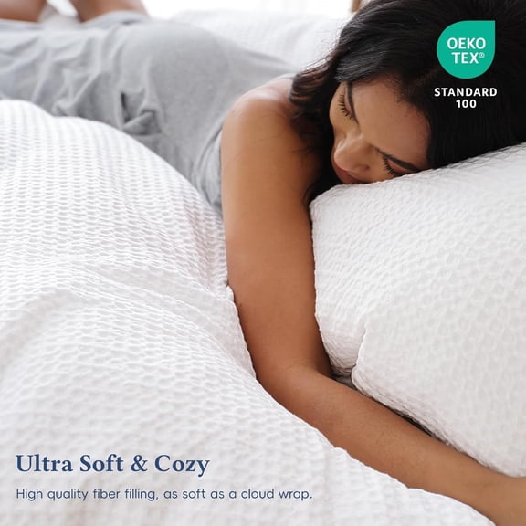 Waffle Weave Comforter Set 3PCS King Size, Soft Breathable Lightweight Cozy Skin-Friendly Warm for All Season, Elegant Aesthetic Home Decor Bedding Set with Pillow Shams, White