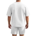 thumbnail image 5 of hotojiny Mens 2 Piece Outfits Summer Textured T-Shirt and Drawstring Shorts Set Comfortable Short Sleeve Travel Outfit(White,X-Large), 5 of 6