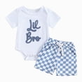 thumbnail image 4 of Toddler Baby Boy Summer Clothes Letter Short Sleeve T Shirt Romper Casual Shorts Set Brother Matching Outfits, 4 of 4