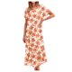 thumbnail image 1 of Puntoco Vestido De Verano De Las Mujeres Cuello Redondo Color Sólido Impreso Casual Manga Corta Vestido Suelto Vestido De Cuello Redondo De Manga Corta Naranja L,Regalos Para Mujer Joven, 1 of 6