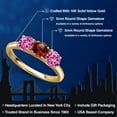 thumbnail image 2 of Gem Stone King 10K Yellow Gold Red Garnet and Pink Created Sapphire Engagement Ring for Women | 1.65 Cttw | Round 5MM | Gemstone January Birthstone | Size 7, 2 of 6