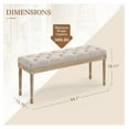 thumbnail image 3 of Exlonjet 44" Bedroom Bench, Vintage French Tufted End of Bed Bench, Upholstered Fabric Ottoman Bench with Carved Wood Legs for Bedroom,Dining Bench Piano Stool for Living Room,Foyer, Linen, 3 of 7