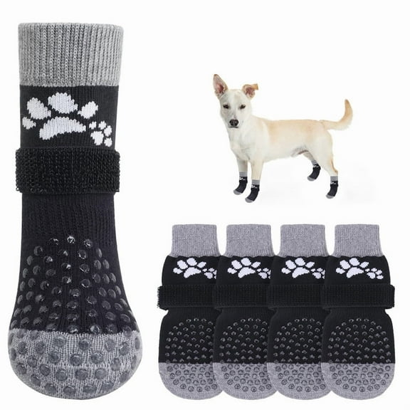 SCENEREAL Anti Slip Dog Sock to Prevent Licking Paws for Hardwood Floors, Boots & Paw Protector Shoes for Hot/Cold Pavement with Grippers, Double Sides Grips for Small Medium Large Senior Dogs