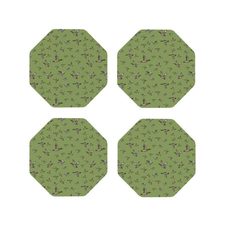 

Matuu Mallard Duck for Cup Coasters Set of 4 Leather Coasters Desk Coasters for Office Measures 4” x 4”-Octagon