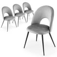 thumbnail image 1 of Gymax Chaise de Salle à Manger en Velours, Lot de 4, Gris (Lot de 4), 1 of 9