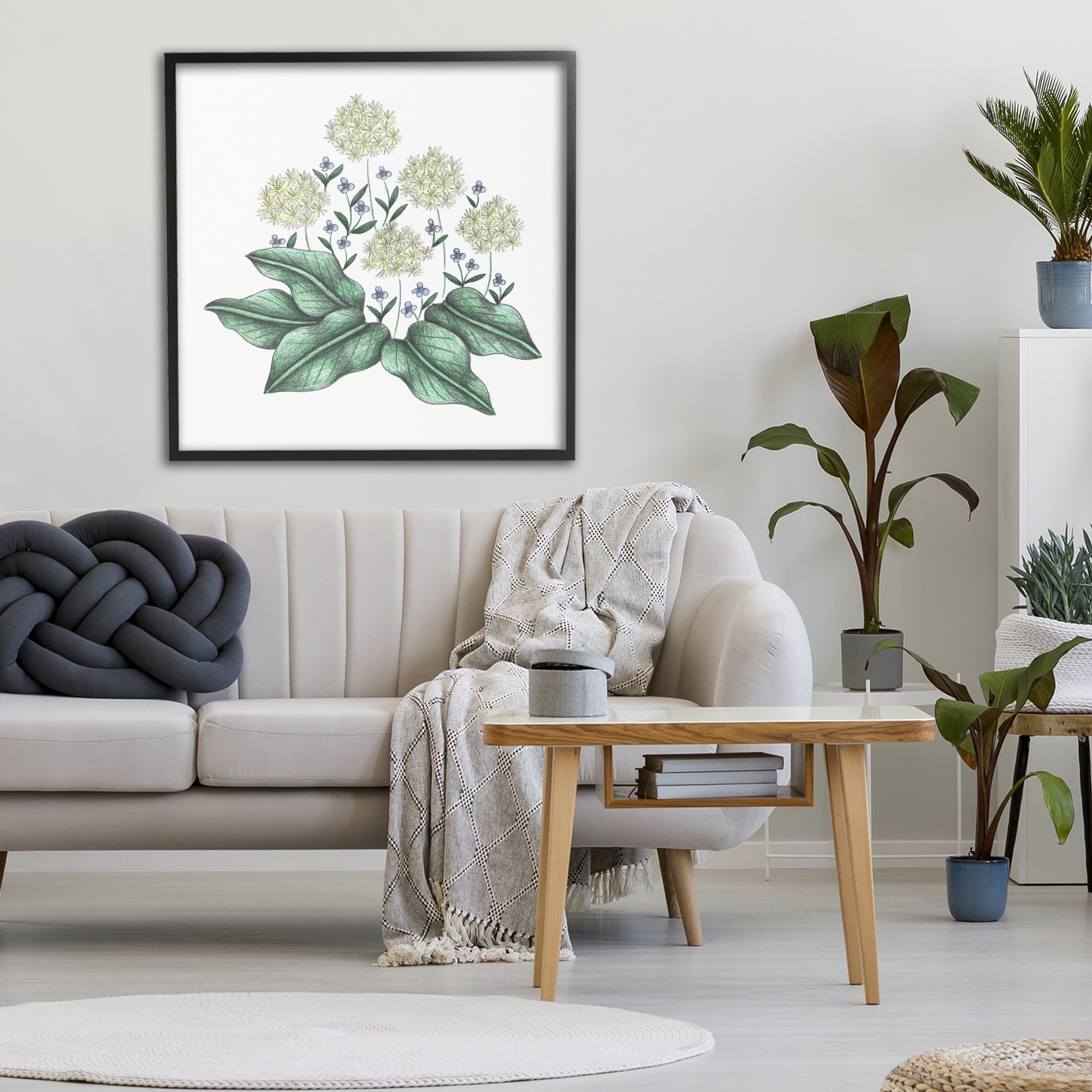 Hello Wildflower Vintage Sketch Black Framed Giclee Art, design by Cecilia Battaini