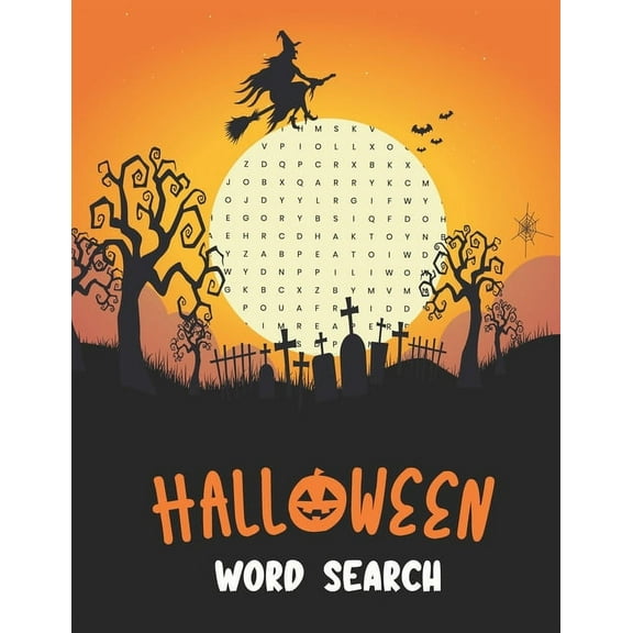 Halloween Word Search: Large Print Spooky Word Search Puzzle Book For Adults and Kids, (Paperback)