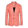 thumbnail image 5 of INSPIRE CHIC Plaid Blazers for Men's Contrasting Color Notch Lapel Two Button Sports Coat S Orange Red, 5 of 5