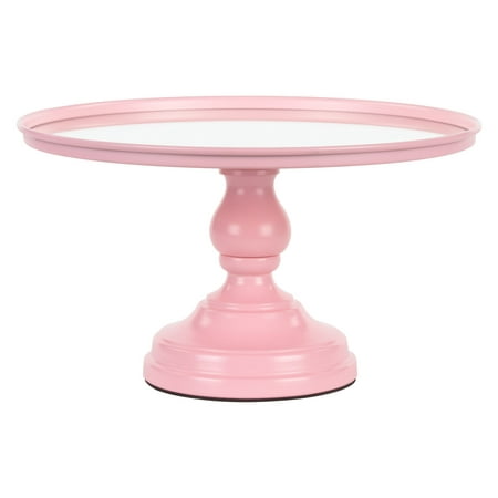 Amalfi Décor 12 Inch Mirror-Top Cake Stand (Pink) | Stainless Steel