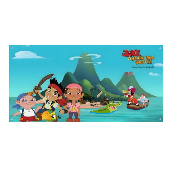 Jake and the Never Land Pirates-Theme Backdrops Banner Birthday Party Decor Supplies Personalized Party Backdrop Decoration,5x3ft（150x90cm）
