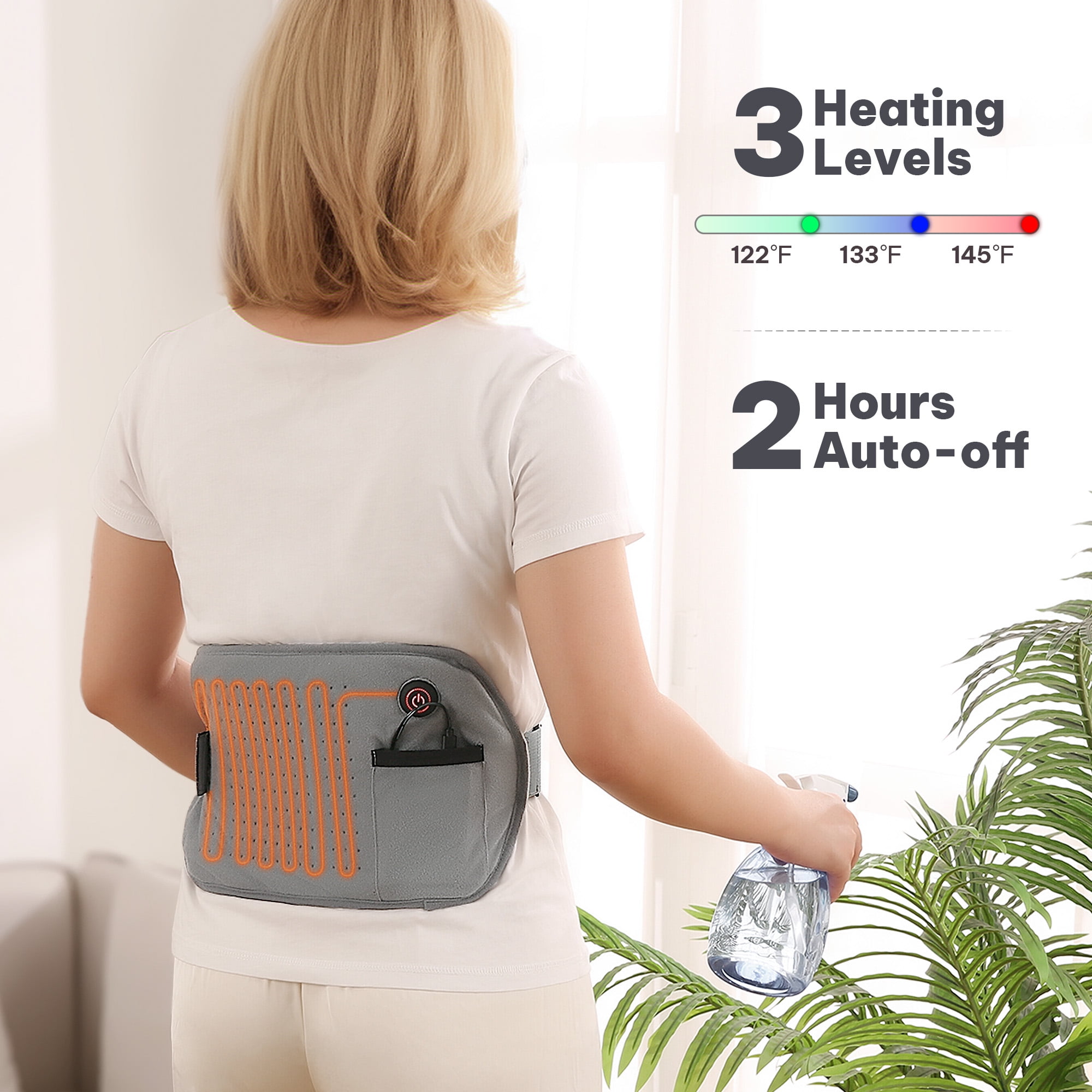 MaxKare Cordless Rechargeable Heating Pad for Hot and Cold Use with USB Power Bank, Auto Power Off, 8"x15"-Gray