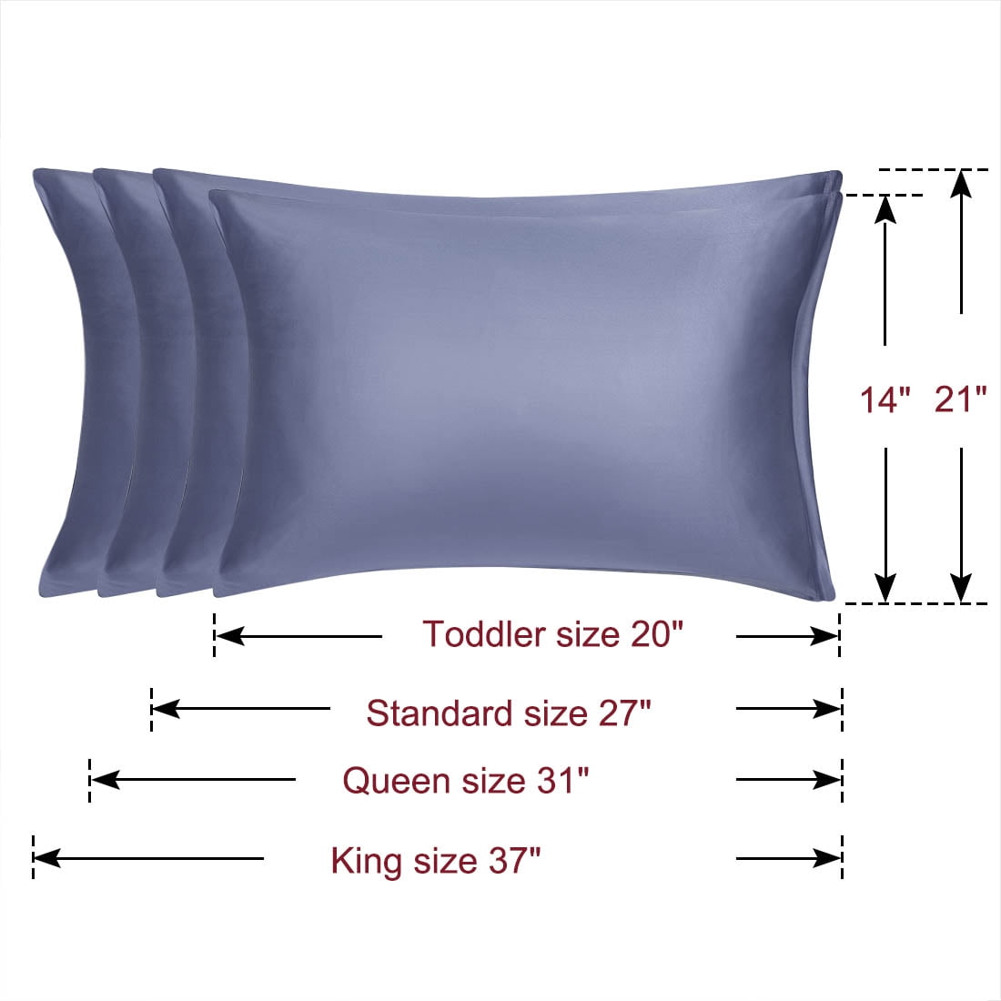 Unique Bargains 2 Pack Silky Satin Pillow Cover Cases Slate Gray 21" x 27"
