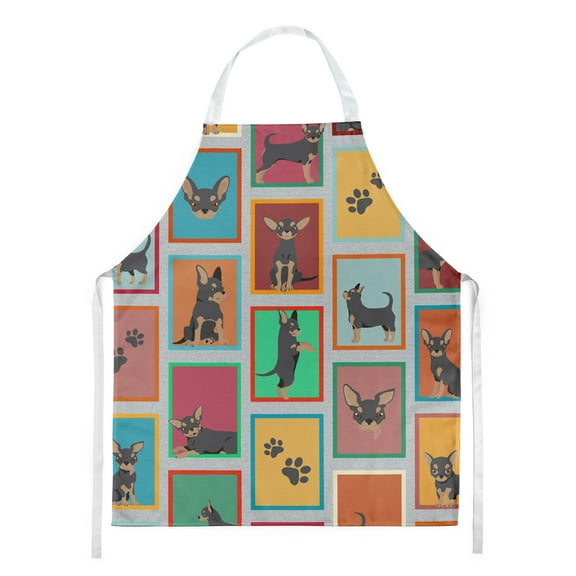 Lots of Black and Tan Chihuahua Apron 27 in x 30 in