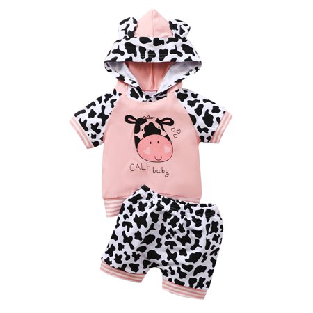 

Hoodie Pants Girl Set Letter Boy Tops+ Cow Outfits Baby Clothes Girls Outfits&Set