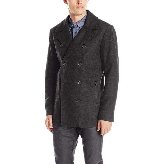 Kenneth Cole Reaction Men’s Double-Breasted Pea Coats, Gray, Medium