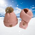 thumbnail image 2 of AWZXDE Children's Winter Warm Hat Scarf Set 3-12 Years Boys Girls Cotton Lined Soft Knit Cap Two-Piece Cold Weather Daily Wear Pink, 2 of 4