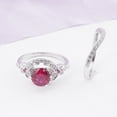 thumbnail image 5 of Silver & Stone Jewels Round Cut Pink Cubic Zirconia Women's Ring 14K White Gold Finish Ring Set, 5 of 6