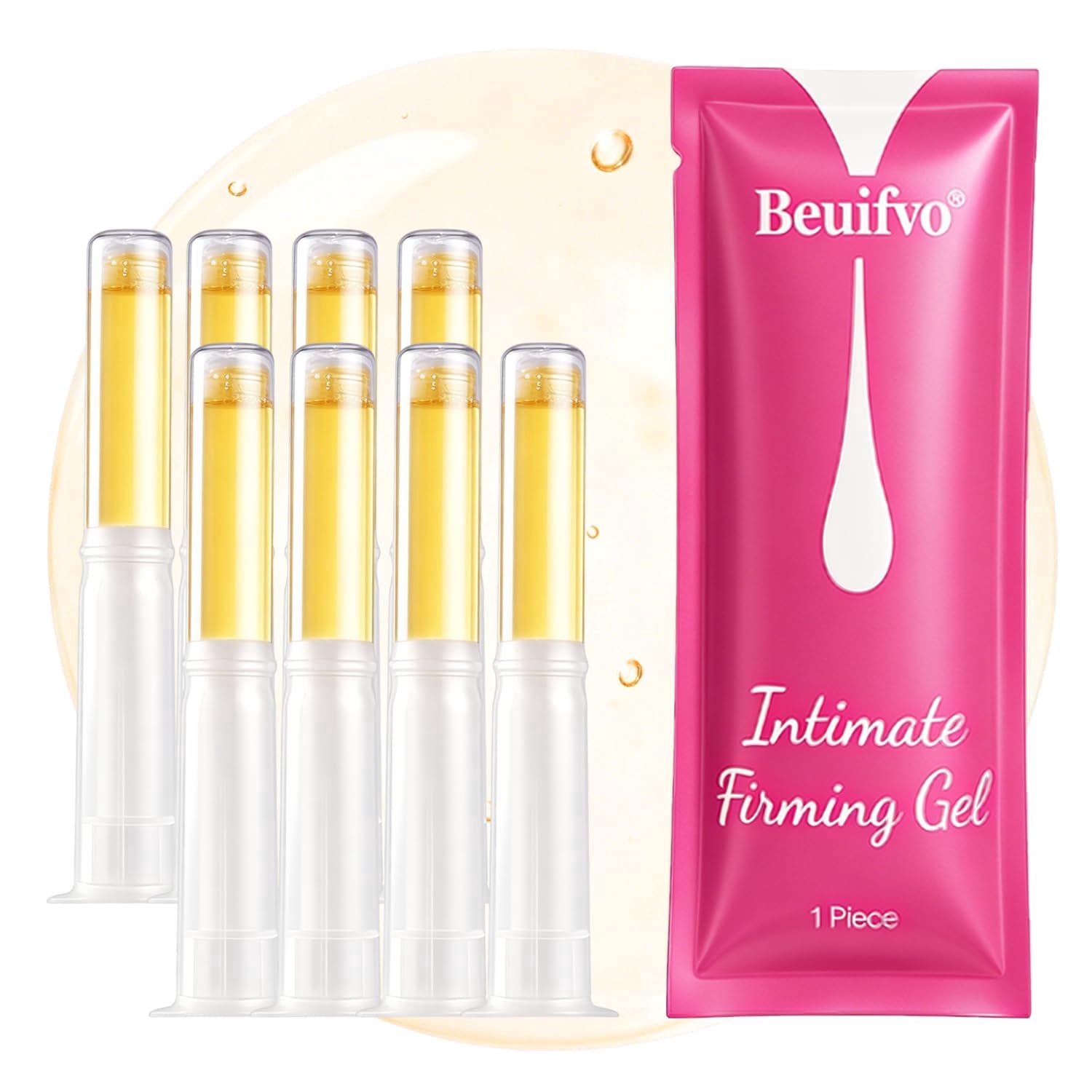 Beuifvo Feminine Intimate Gel with Probiotic & Herbal Formula, pH Balance Support, Odor Control & Vaginitis Relief, Soothing Rejuvenating Intimate Care, 1 Box x 8 Pcs