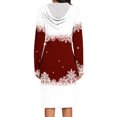 thumbnail image 4 of Pisexur Robes de Noël pour Femmes Mode Noël Lunettes de Vin Rouges Flocon de Neige Imprimé Robes de Vacances Décontractées Manches Longues Col en V Robe Sweat à Capuche Longueur Genou Robe de Soirée avec Poches, 4 of 6