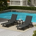 thumbnail image 2 of Bayport Outdoor 3PC HDPE Plastic Reclining Chaise Lounge/Table Set Gray, 2 of 13