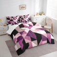 thumbnail image 3 of Manfei Chic Geometric Abstract Twin Bedding Sets 7-Piece, Pink Square Rectangle Bedding Comforter Set, Teen Kid Child Adult Reversible Sheet Sets, Microfiber Bedroom Decor, 3 of 7
