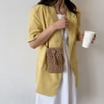 thumbnail image 5 of Yucurem Women Travel Straw Woven Mini Shoulder Crossbody Phone Bag (Light Brown), 5 of 10