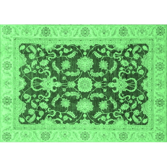 Ahgly Company Indoor Rectangle Oriental Emerald Green Traditional Area Rugs, 8' x 12'