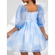 thumbnail image 3 of Vestido de princesa de tul con mangas abullonadas de Tsseiatte para mujer, minivestido de hada con teñido anudado y hombros descubiertos, vestido de fiesta de noche de corte A, 3 of 8