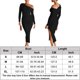 thumbnail image 3 of Vestido ajustado asimétrico con abertura lateral suéter de mujer vestido a media pierna traje diario básico, 3 of 6