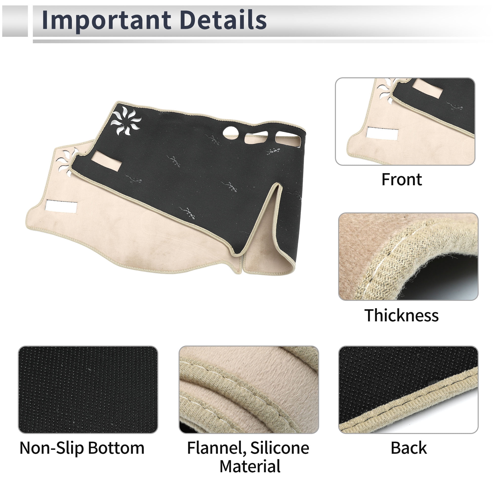 Dashboard Cover Anti-Slip/Anti Dust Dash Cover Mat Carpet for TOYOTA RAV4 XA50 2020-2024 Flannel Beige