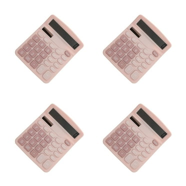 Set of 4 Portable Basic Calculator Large Backlit with Light up Keys Student Office Pink