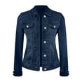 thumbnail image 4 of Byworldtasic Women's Basic Jean Jacket Stretch Soft Denim Coats Casual Long Sleeve Trucker Jacket, 4 of 8