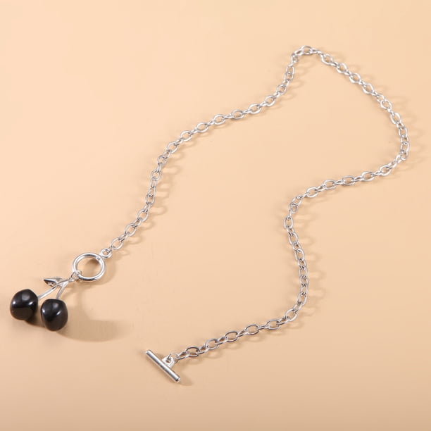 Collar de cereza negra para mujer, cadena de clavícula de niña oscura, collar retro de estilo coreano que combina con todo, joyería