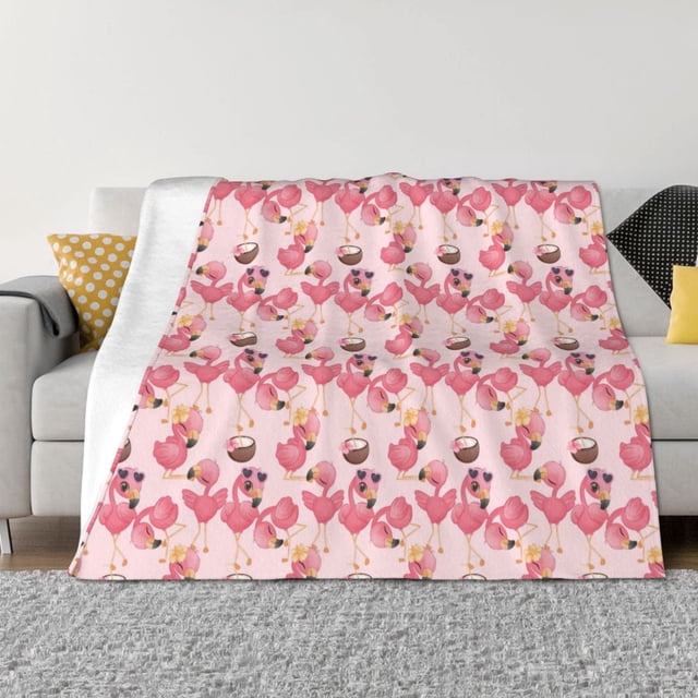 Fotbe Summer Flamingo Manta de Franela con Estampado, Manta Ultrasuave para Cama, Sofá, Auto, Hipoalergénica y Antibolitas-60"x50"