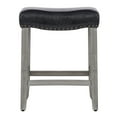 thumbnail image 3 of 24" Upholstered Saddle Seat Counter Stool in Black Leather, 3 of 8