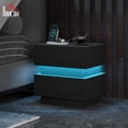 thumbnail image 2 of HOMCOM Table de Nuit Moderne avec Station de Recharge et Lumière DEL pour Chambre, 2 of 10