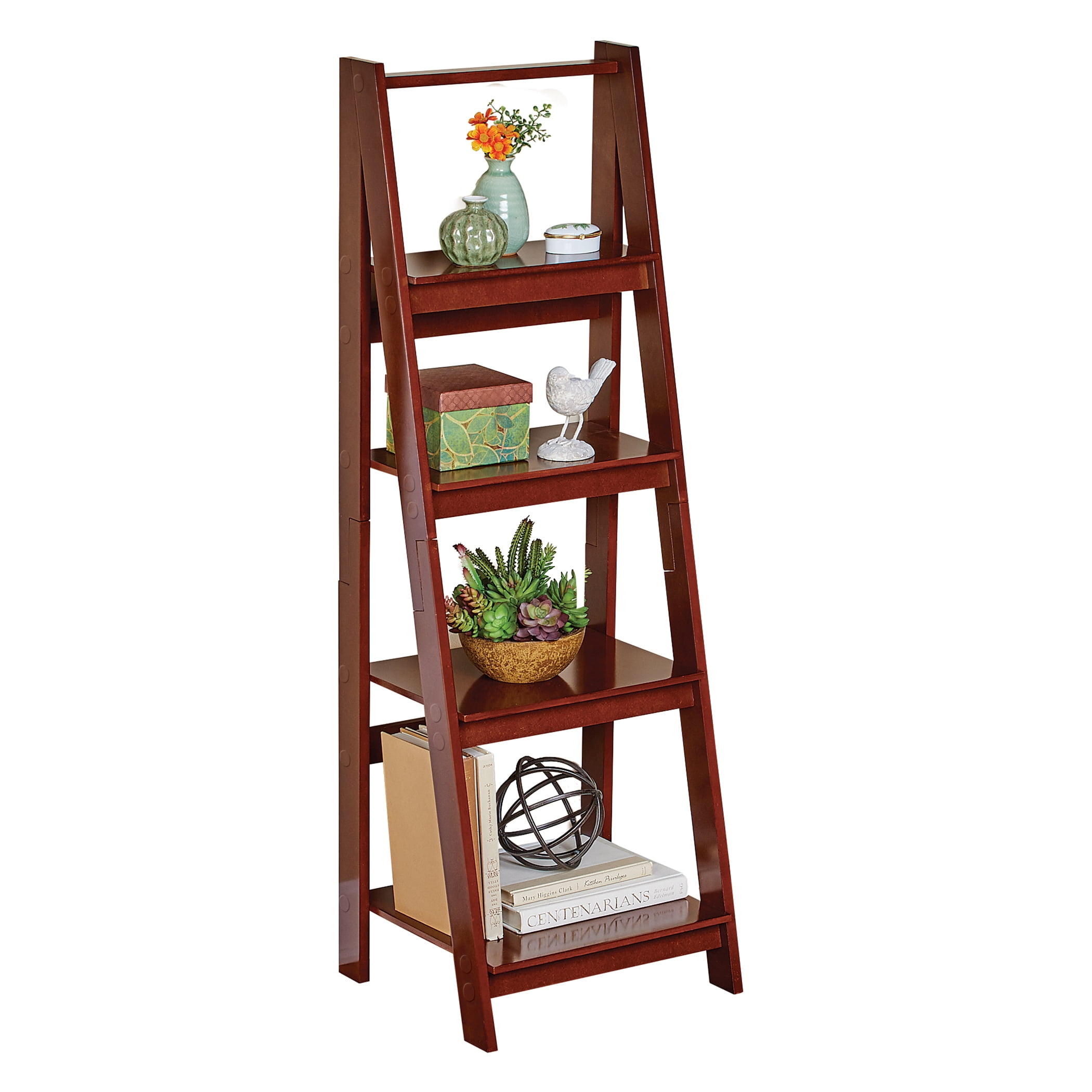Collections Etc Wooden 4Tier Standing Ladder Shelf Unit