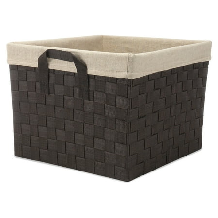 Whitmor Woven Strap Storage Tote Basket - Espresso with Cream Liner - 13  x 15  x 10