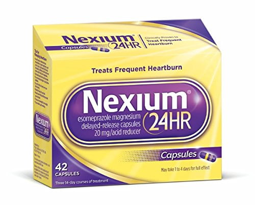 Nexium 24HR (20mg, 42 Count) Delayed Release Heartburn Relief Capsules, Esomeprazole Magnesium Acid Reducer
