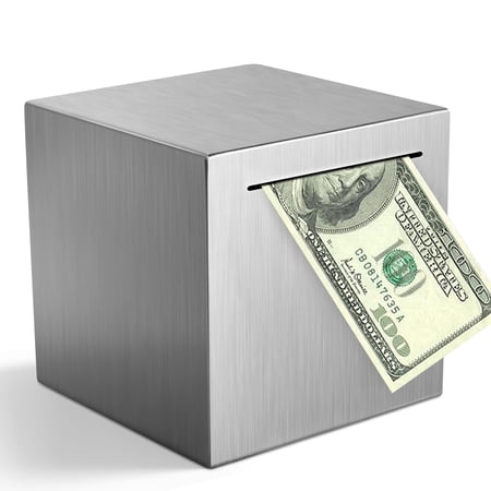 Piggy Bank for Adults Stainless Steel Savings Bank to Help Budget and Save Must Break to Access Money(4.72 inch)