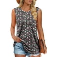 thumbnail image 2 of KISSMODA Womens Round Neck Sleeveless Shirts Summer Casual Pleated Tank Tops S-3XL, 2 of 4
