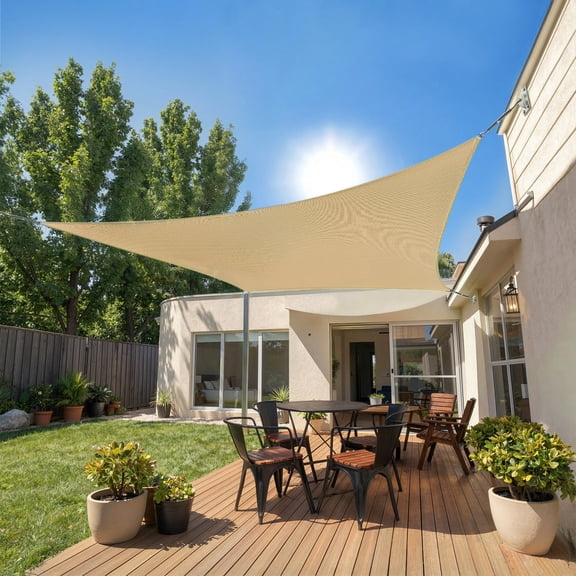 Sun Shade Sail 10' x 13' Rectangle, Hdpe Fabric | 95% UV Block, SHADEWIZ Permeable Sunshade for Backyard Yard Deck Patio Garden Outdoor, Sand