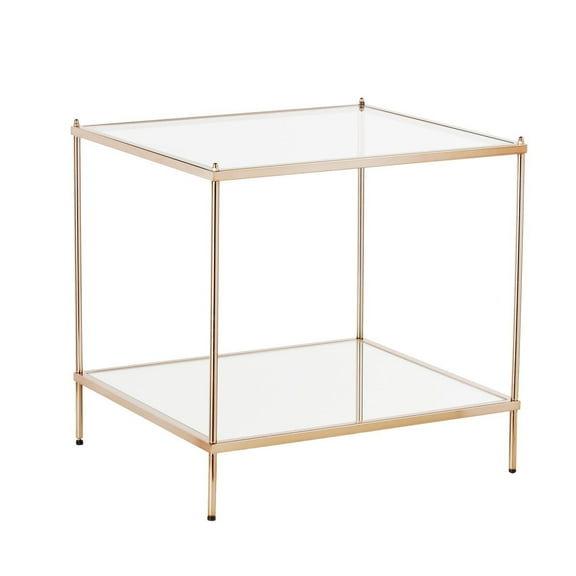 SEI Furniture Knox Square Glass Top End Table in Gold