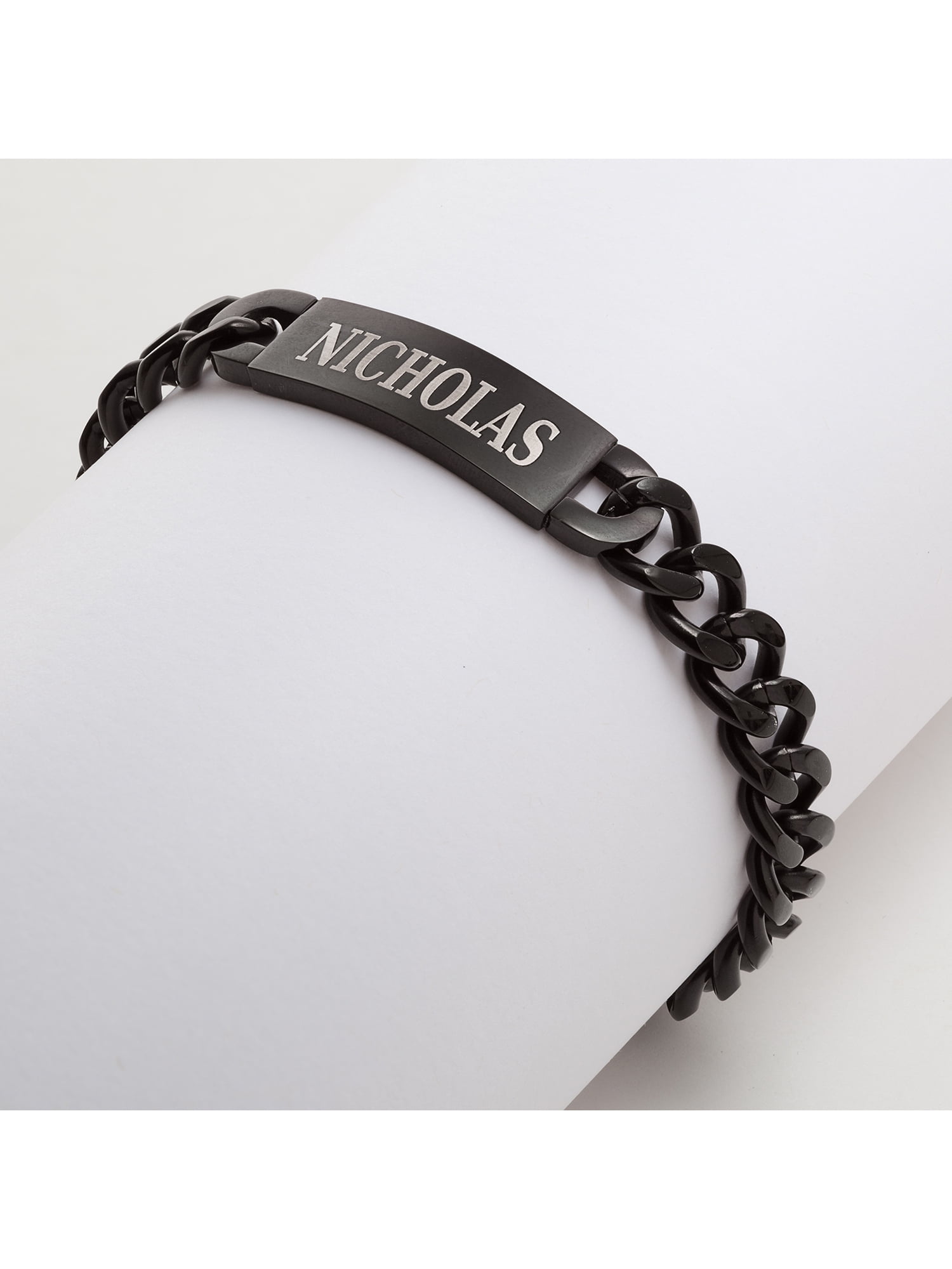- Personalized Planet Men's Black Stainless Steel ID Bracelet ,Women's