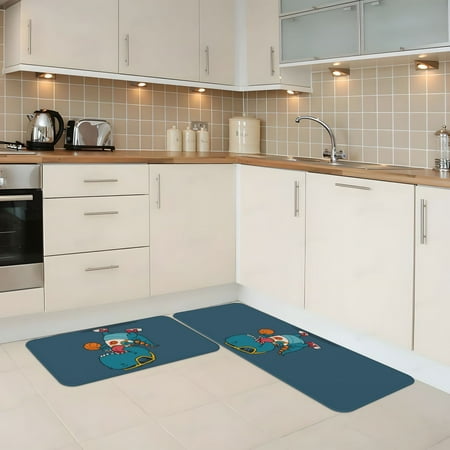 

Kitchen Mats for Floor 2 Piece - Basketball Dinosaur Play Anti Fatigue Mats for Kitchen Floor Kitchen Rugs Non Slip Washable Mat for Home Kitchen Decor