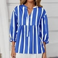 thumbnail image 2 of Yanlir Blouse Décontractée à Col Rabattu Boutonnée Manches Longues Couleur Unie T-Shirt Confortable Mode Coupe Régulière Printemps Été Fête de Travail (Bleu1,S), 2 of 6