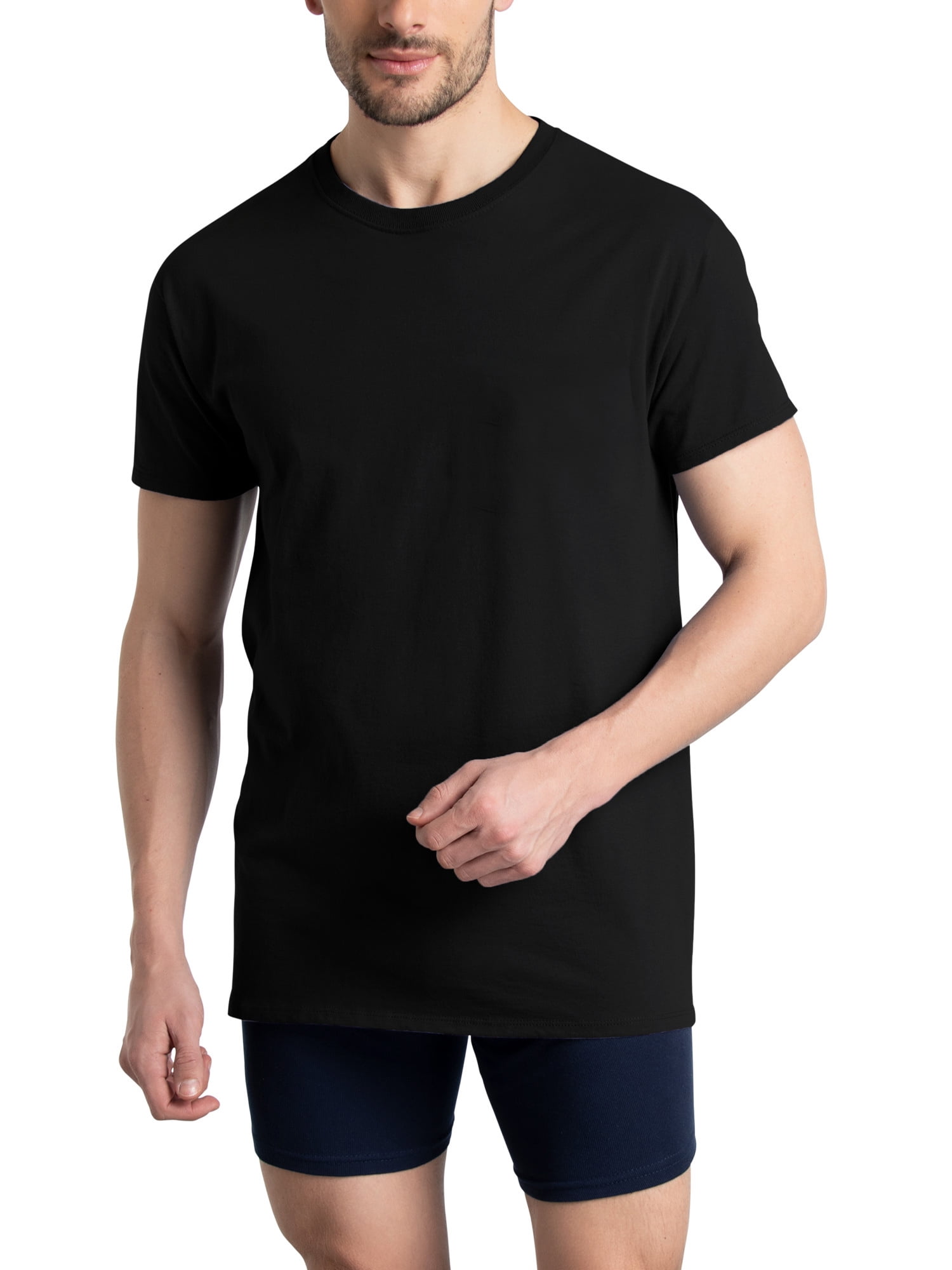 Fruit of the Loom Men's EverSoft Crew Neck Undershirts, Moisture-Wicking Short Sleeve T-Shirts, Tag-Free Multipacks