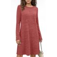 thumbnail image 2 of FRSASU Women Long Sleeve Tops T-Shirt Dresses Round Neck Casual A-Line Loose Vocation Spring Fall Dress Pink, 2 of 6